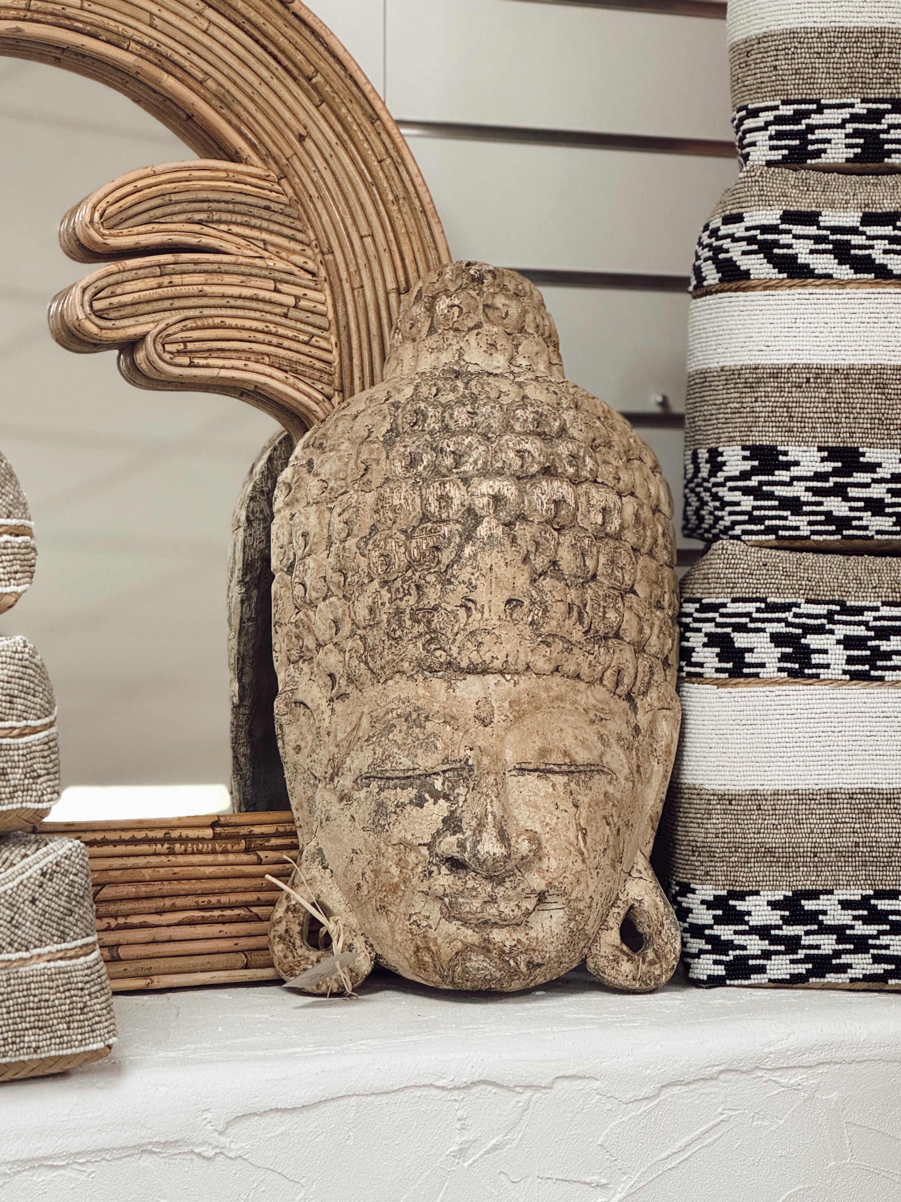 Tête Bouddha « Ubud » en bois ancien