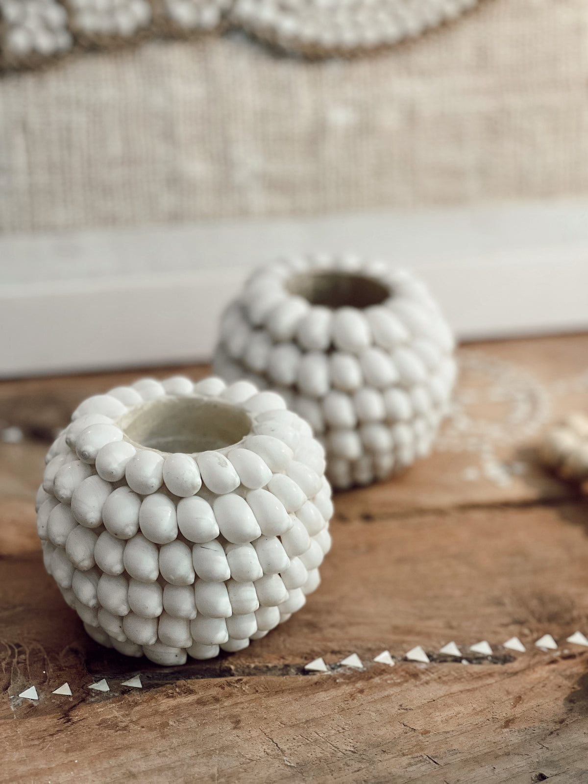 Bougeoir photophore en coquillages