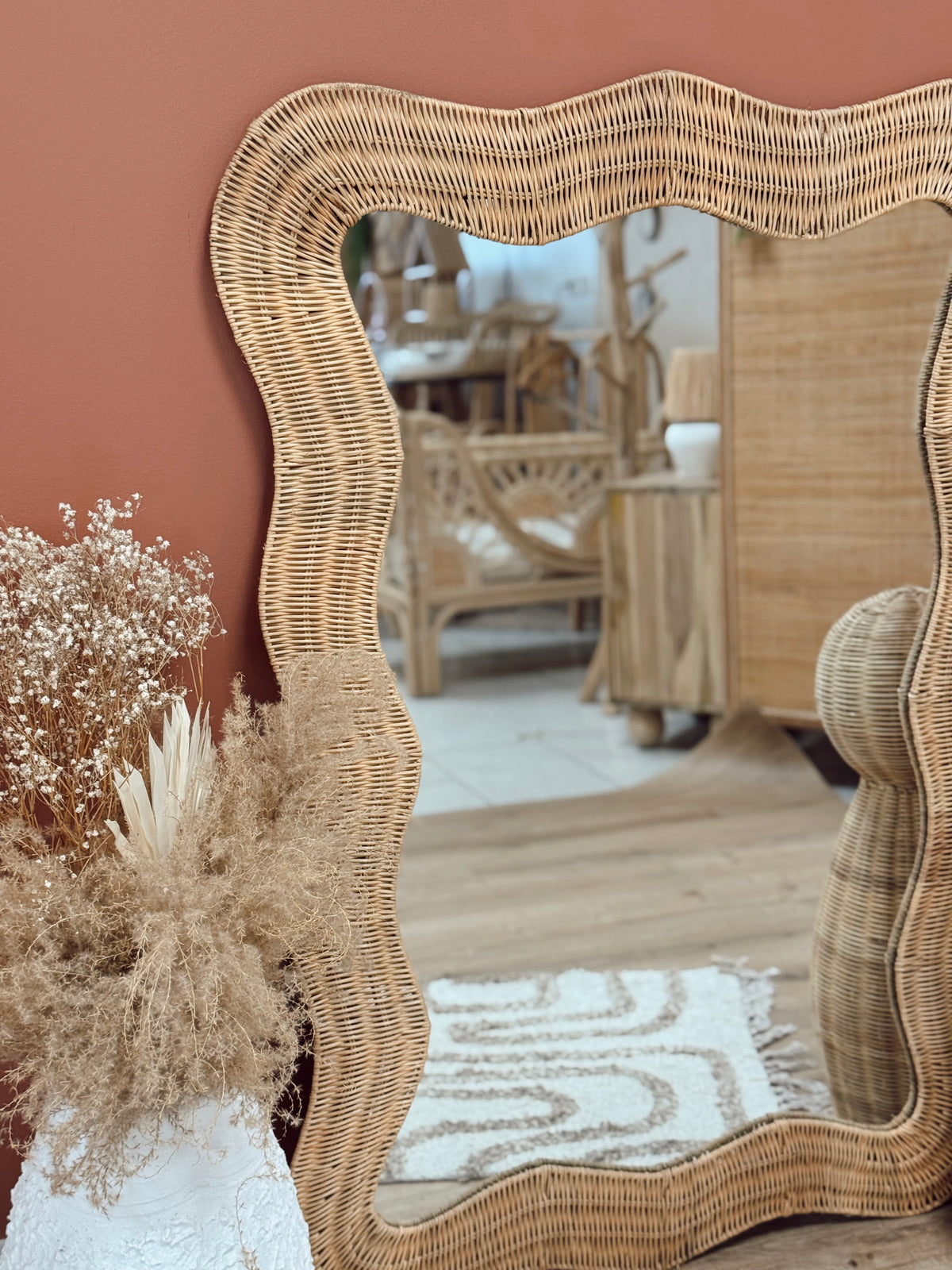 Miroir Zuma en rotin