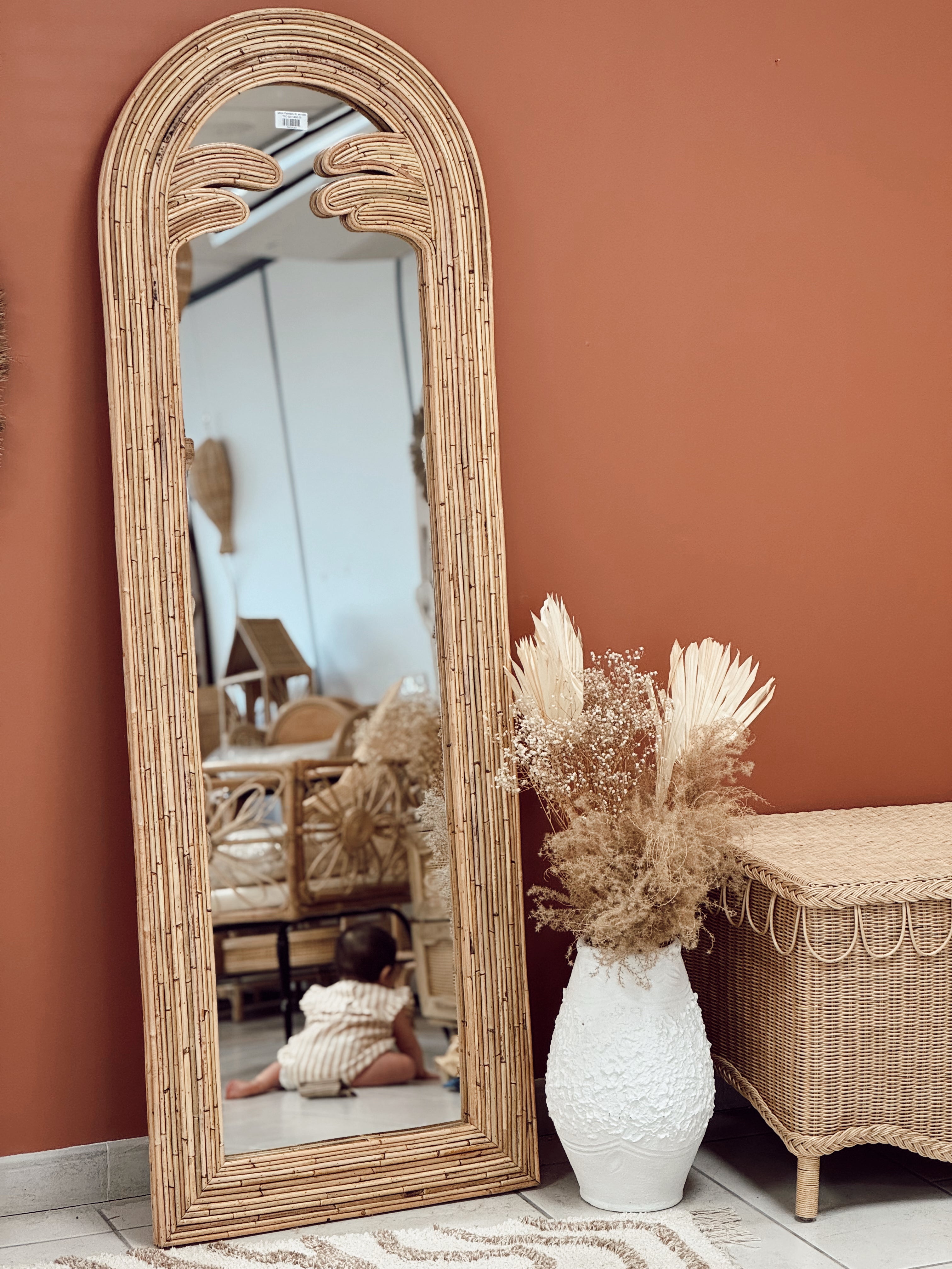 Miroir Palmiers XL en rotin
