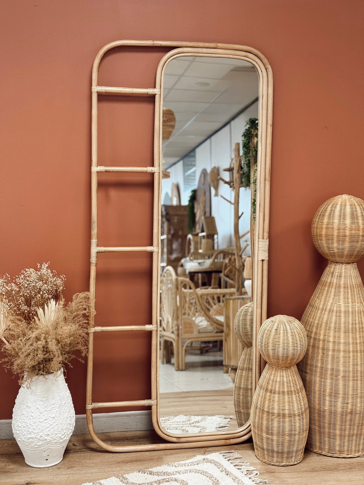 Miroir Sora en rotin