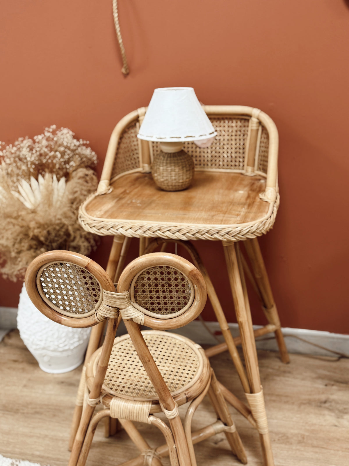 Ensemble bureau et chaise enfant en rotin Gili