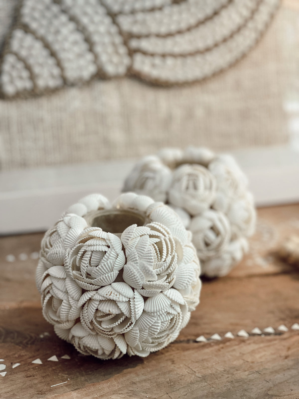 Bougeoir photophore en coquillages