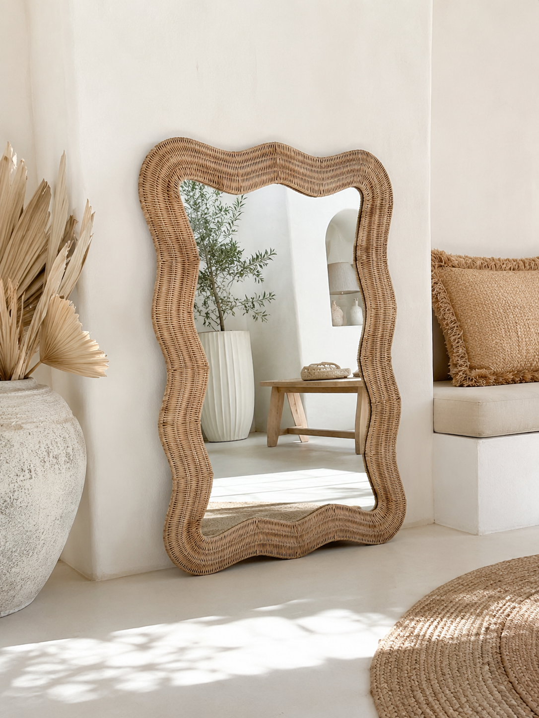 Miroir Zuma en rotin