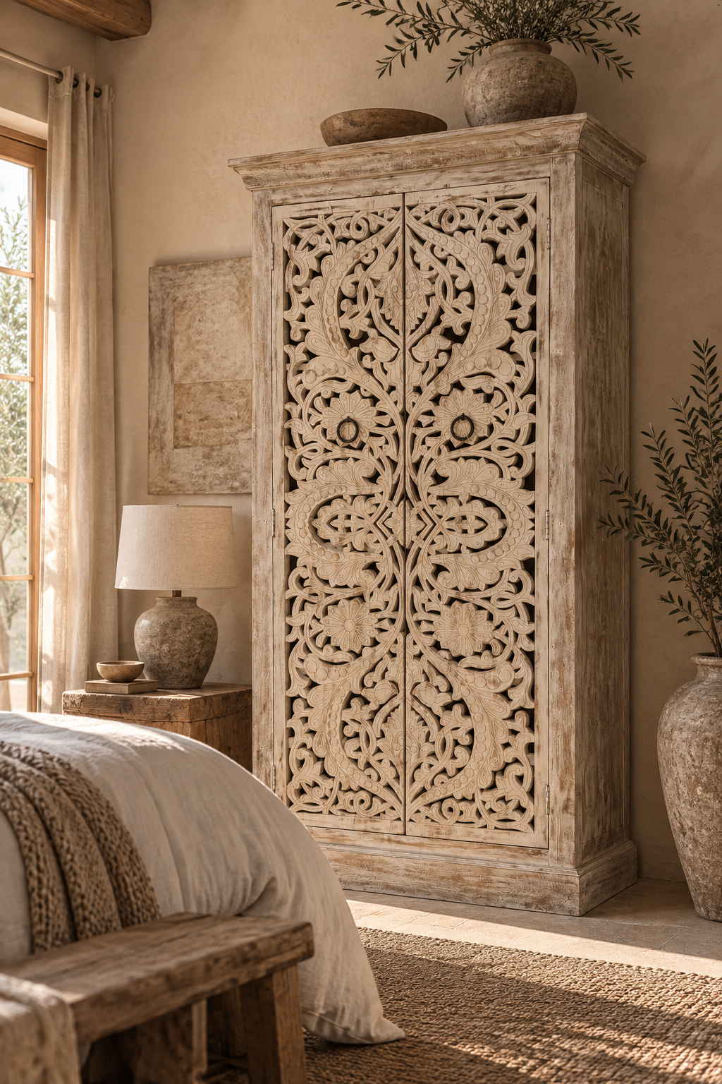 Armoire indienne sculptée en bois
