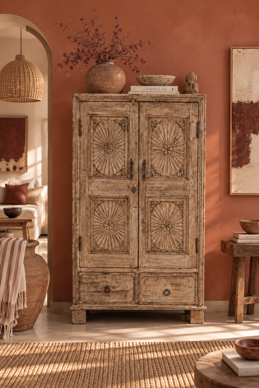 Armoire indienne ancienne sculptée
