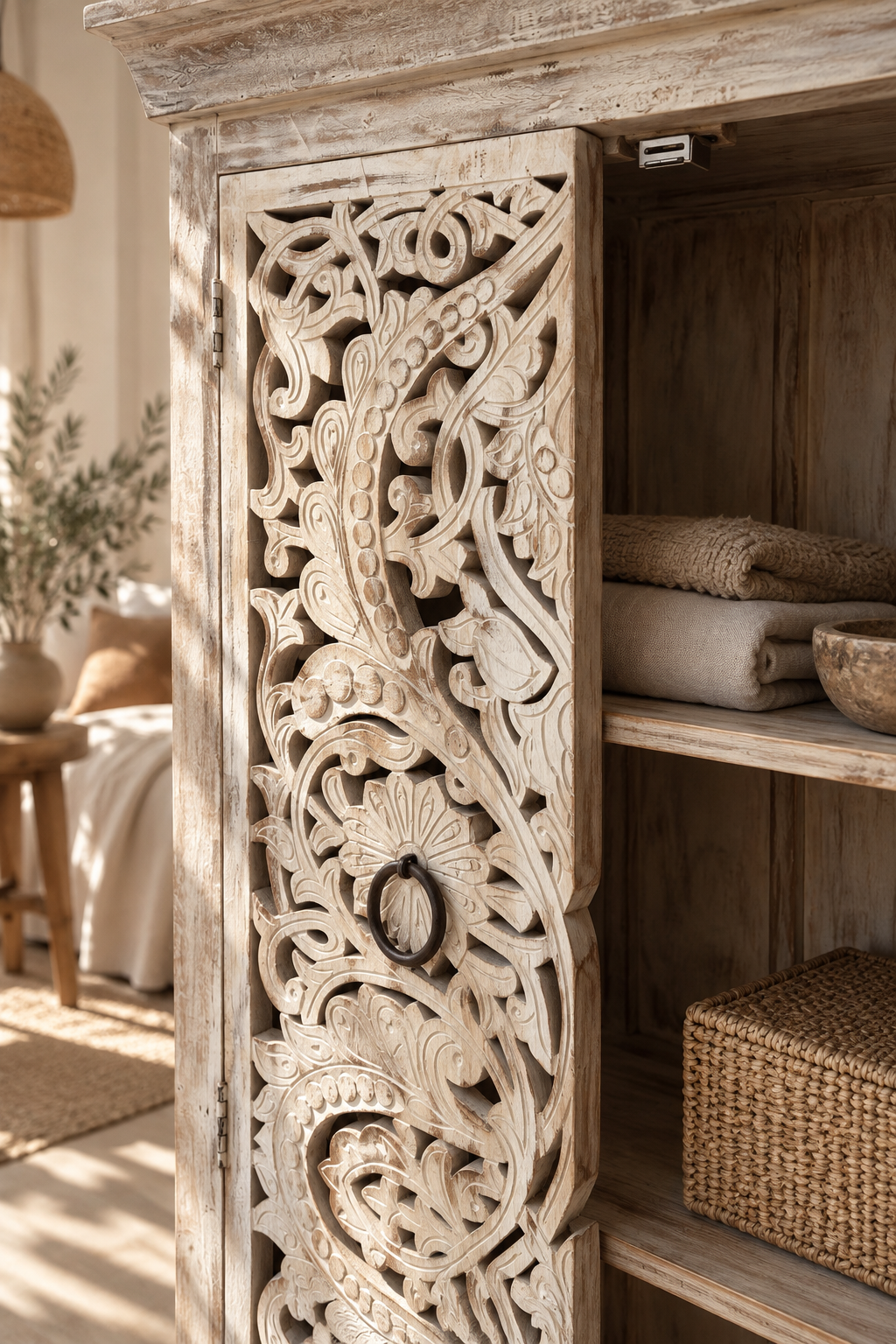 Armoire indienne sculptée en bois