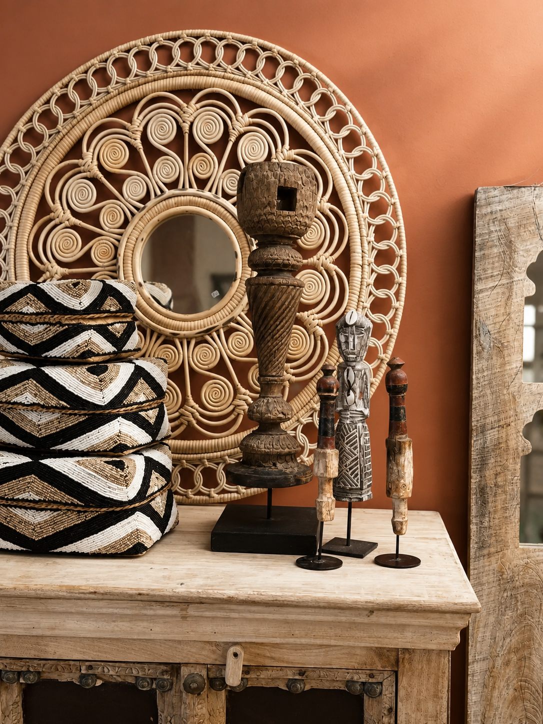 Bougeoir sculpté en bois ancien