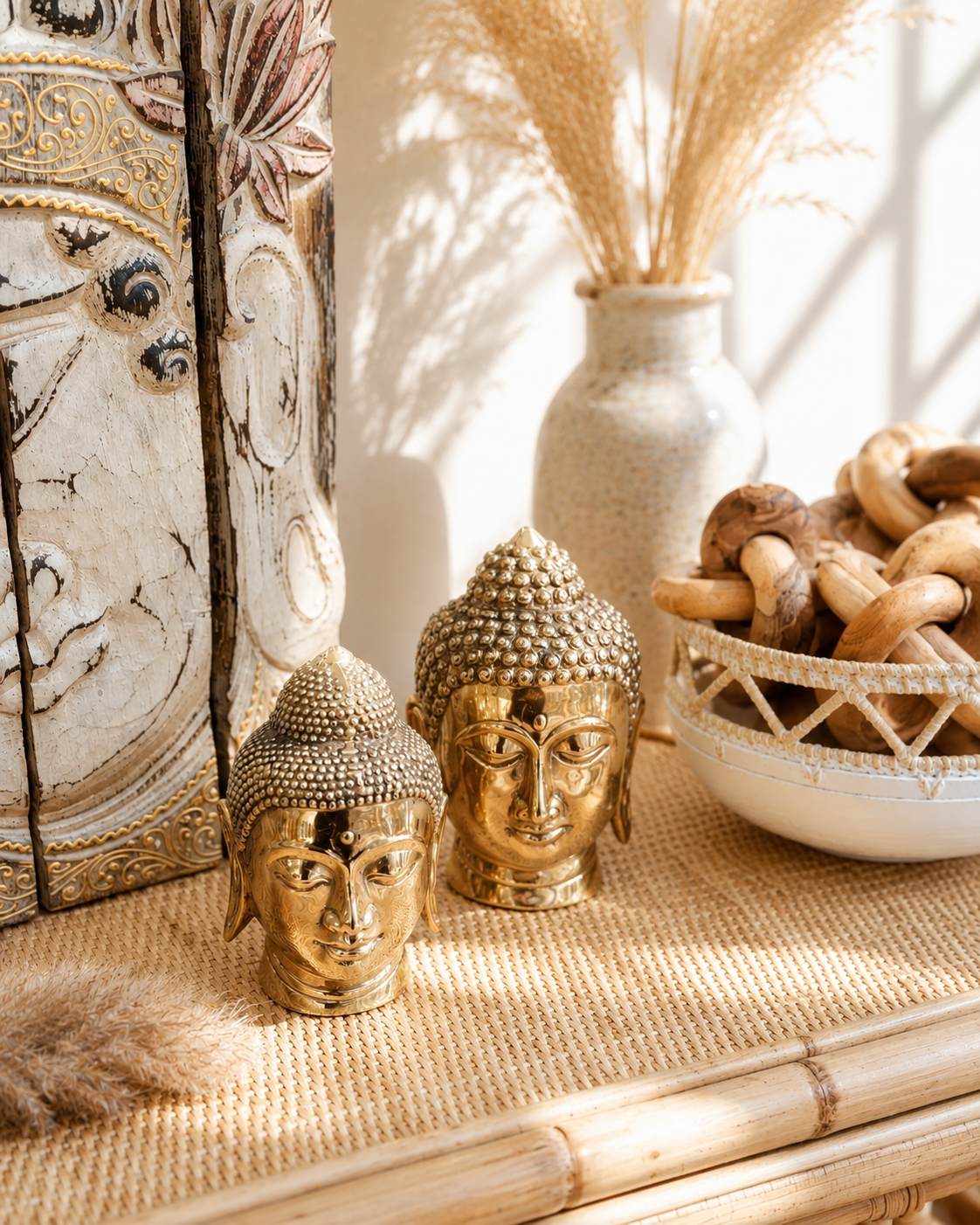Tête de Bouddha en laiton