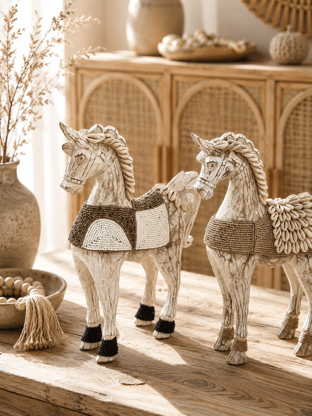 Cheval artisanal en bois sculpté