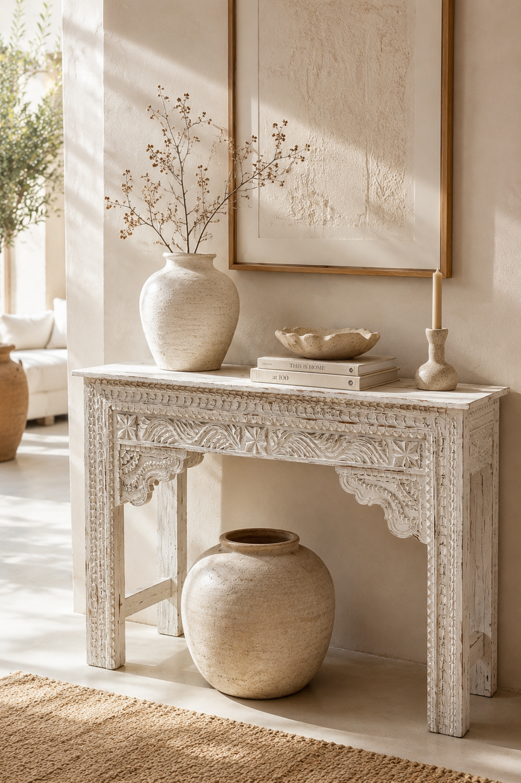 Console indienne sculptée en bois