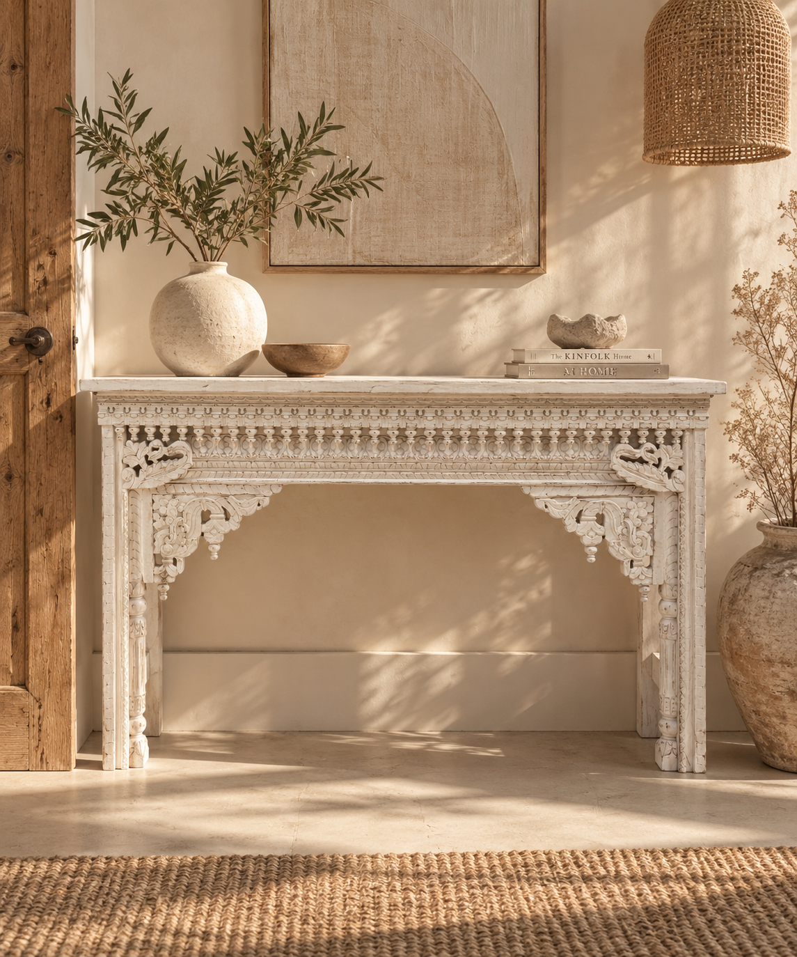 Console indienne en bois sculpté