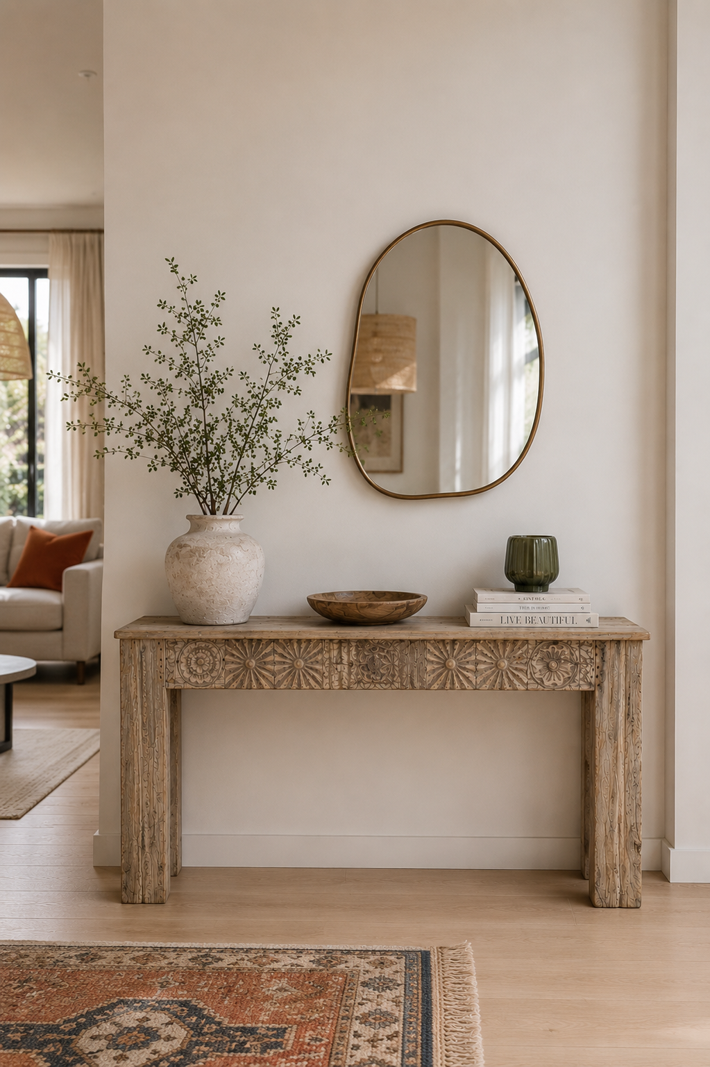 Console indienne sculptée en bois