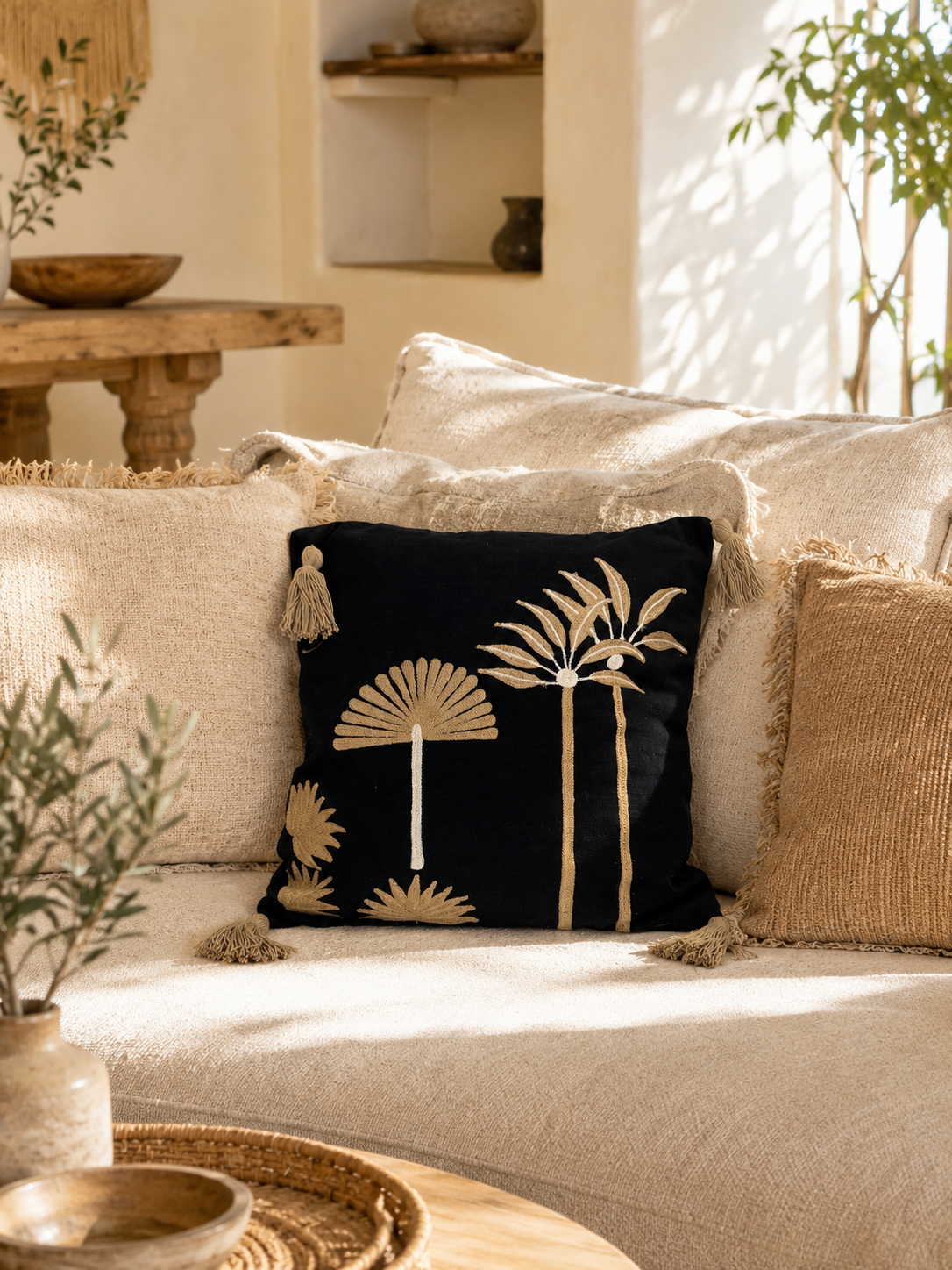 Housses de coussins brodés