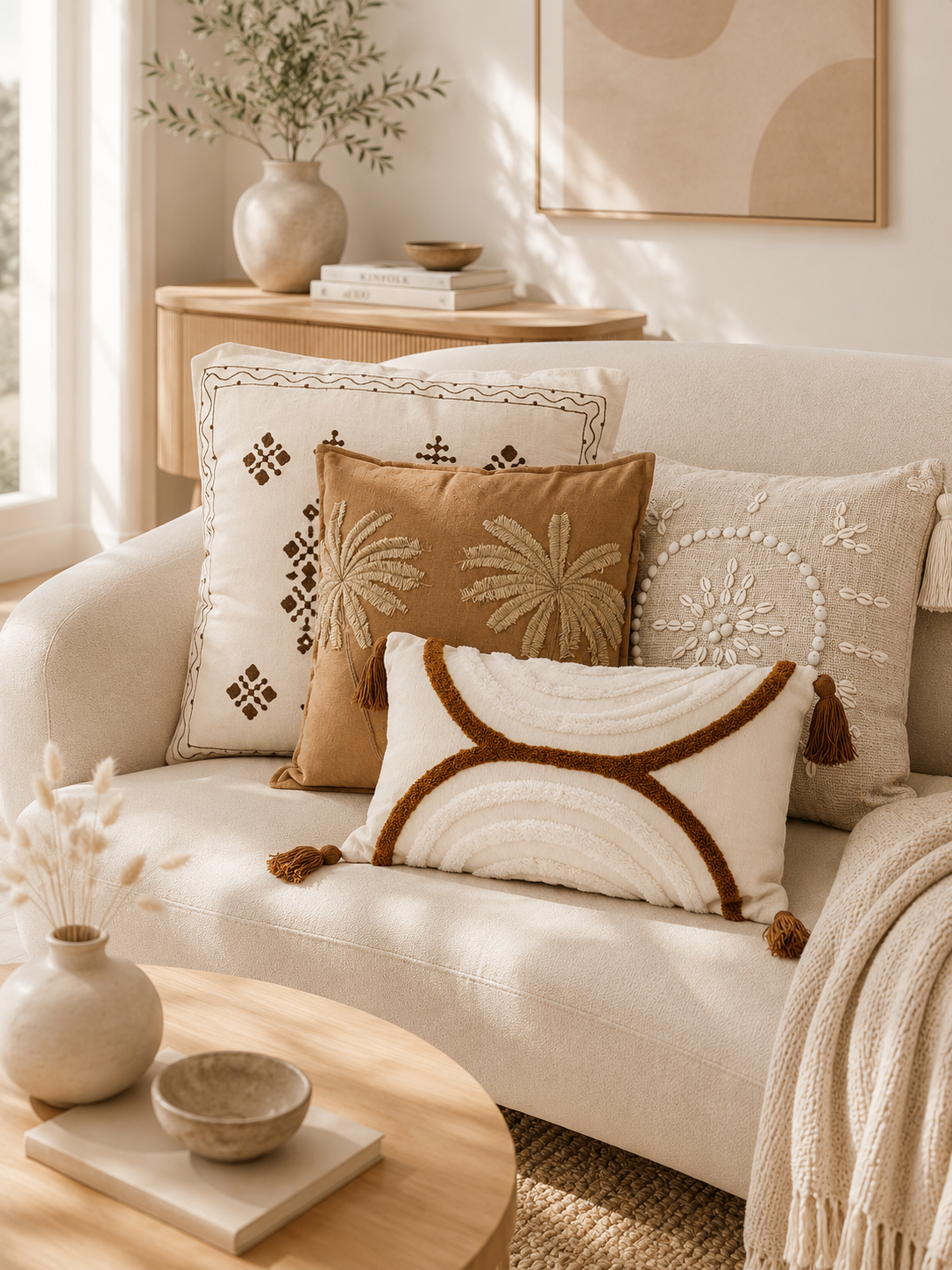 Housses de coussins brodés