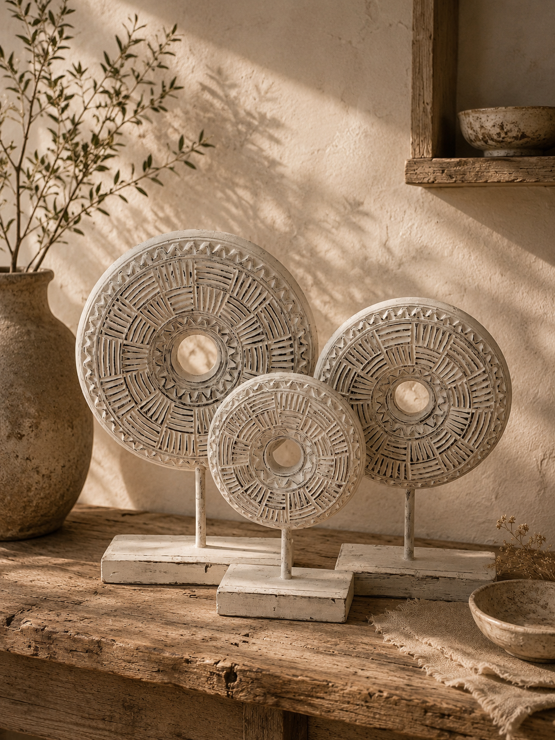 Disque en bois sur socle