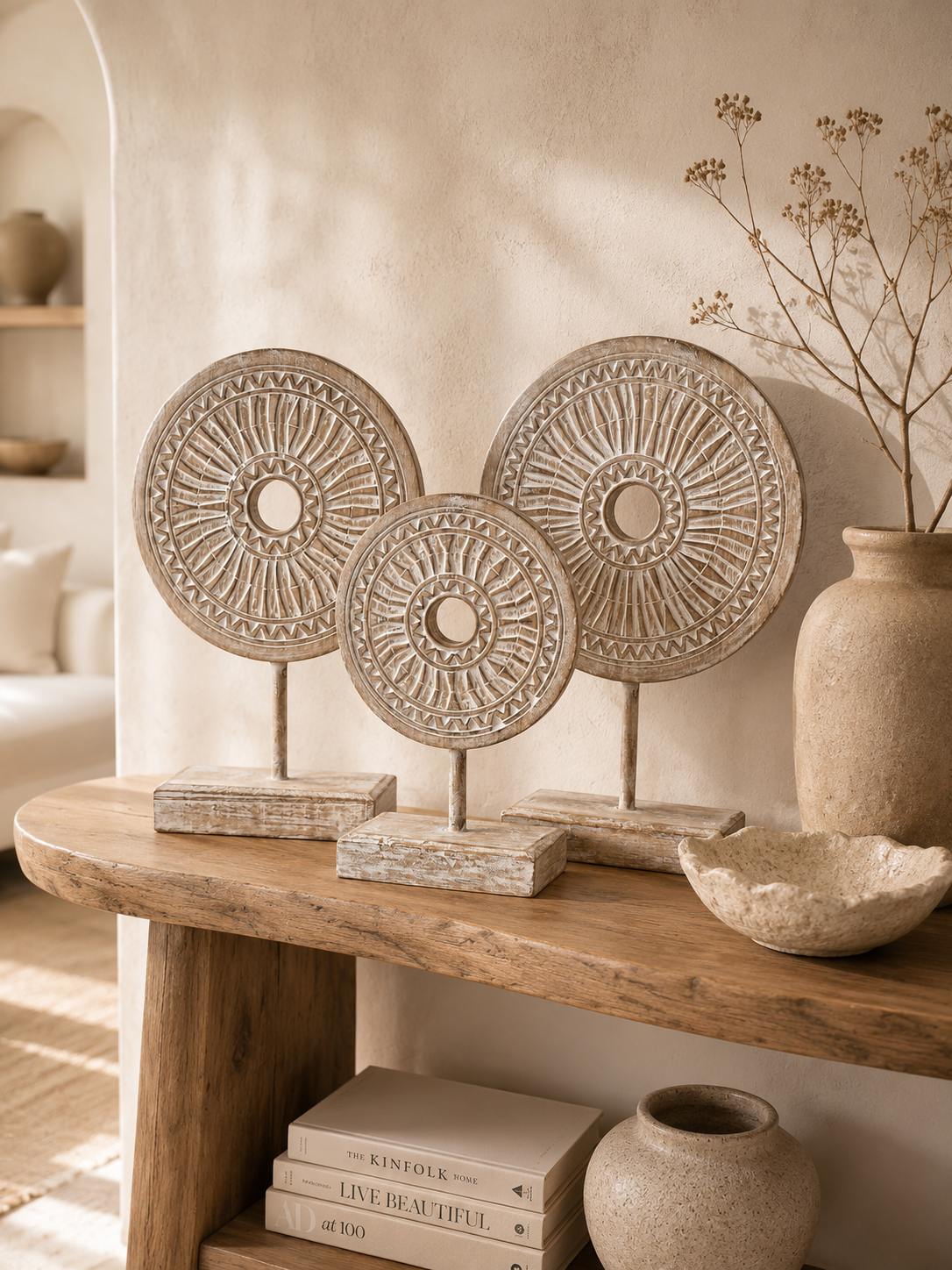 Disque en bois sur socle