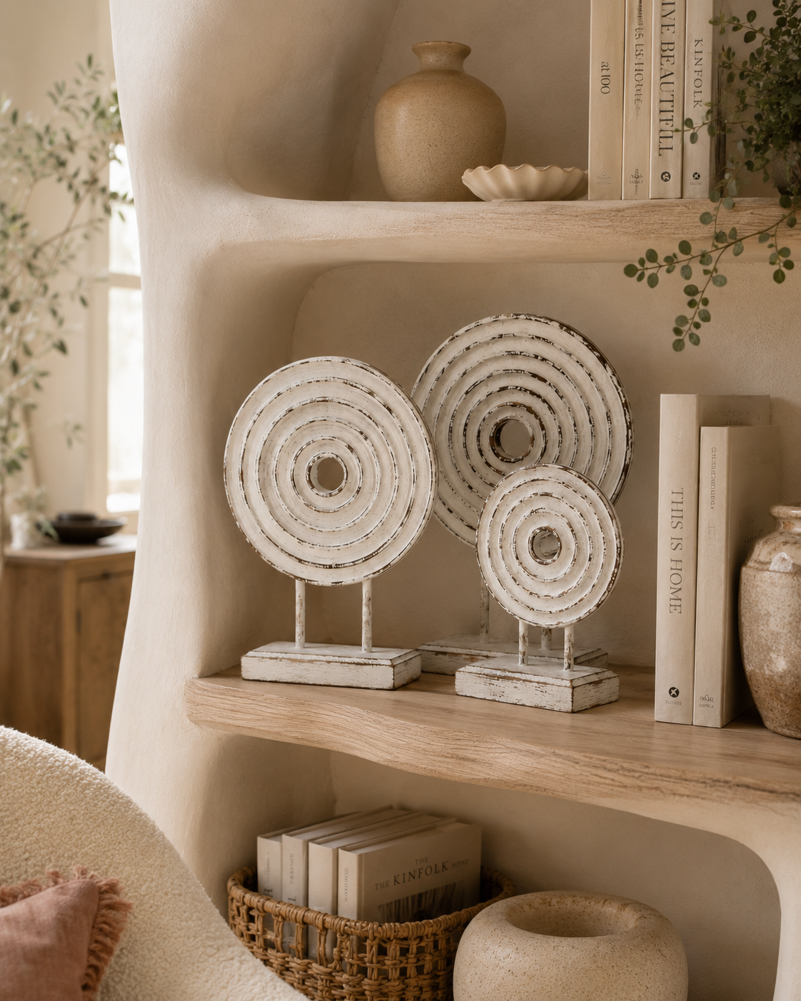 Disque en bois sur socle