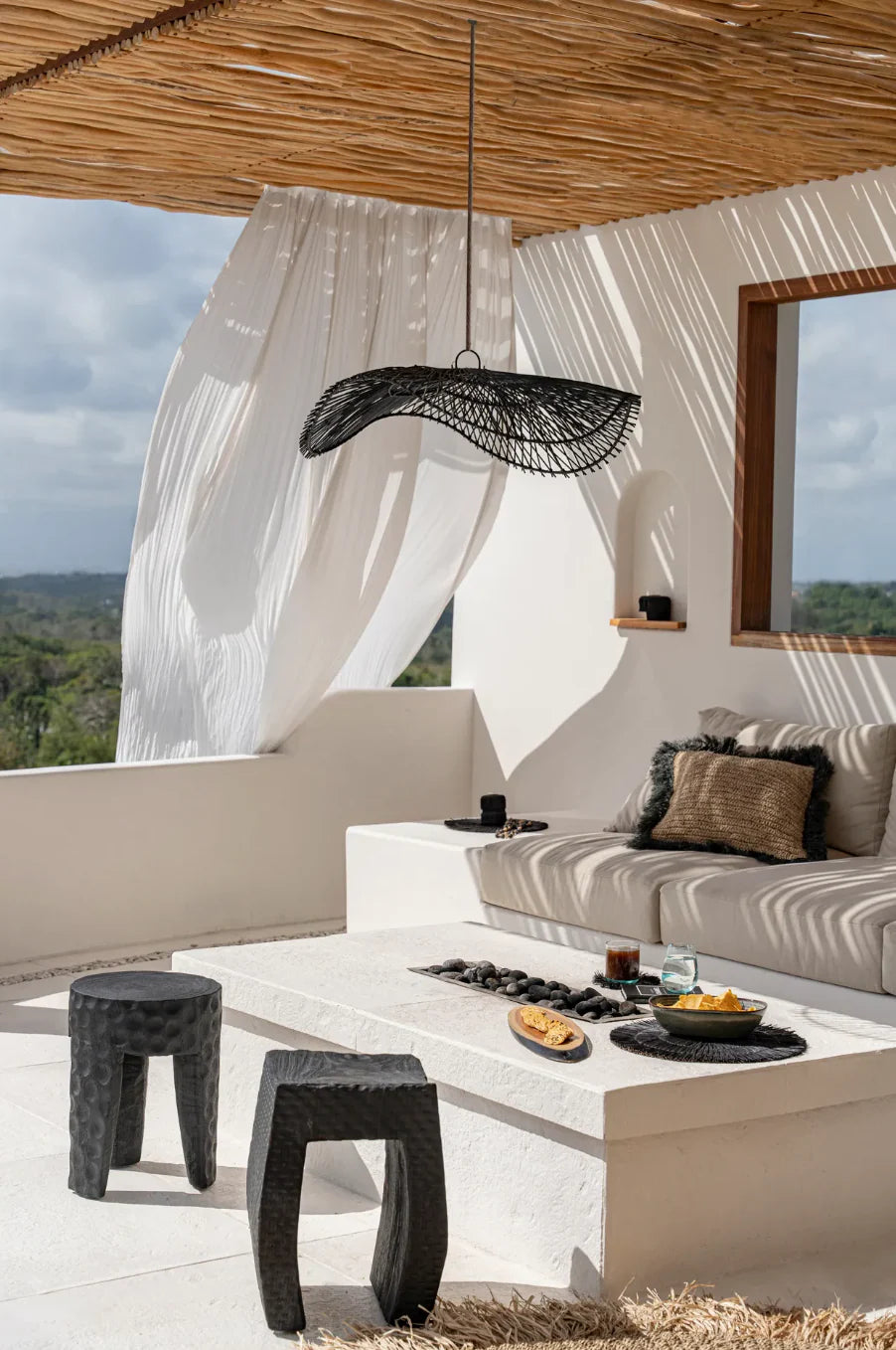Suspension en rotin Chapeau - Black