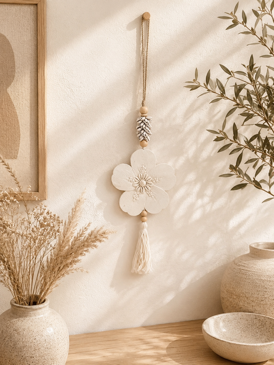 Suspension murale fleur & coquillages