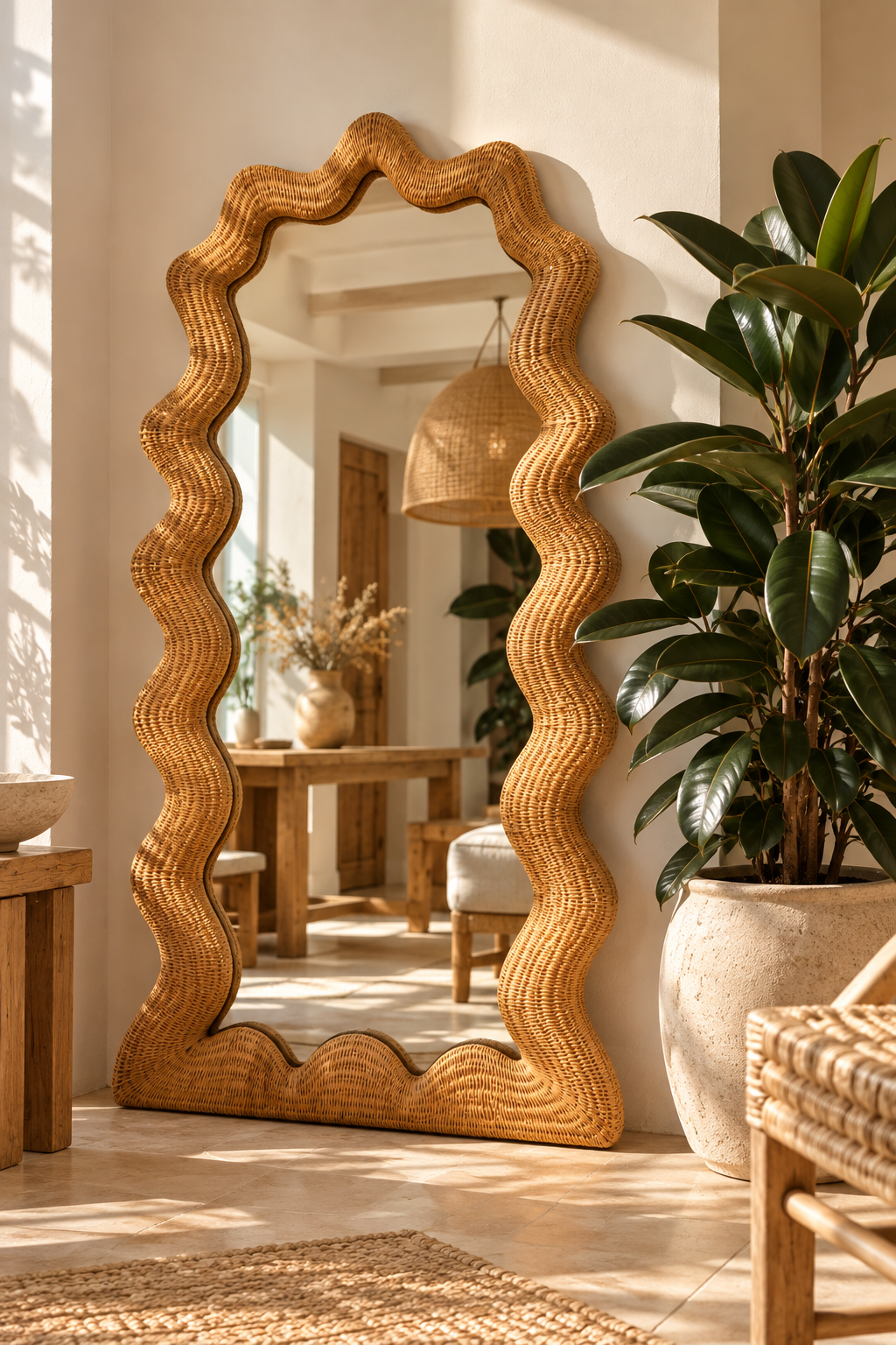 Miroir Loop en rotin