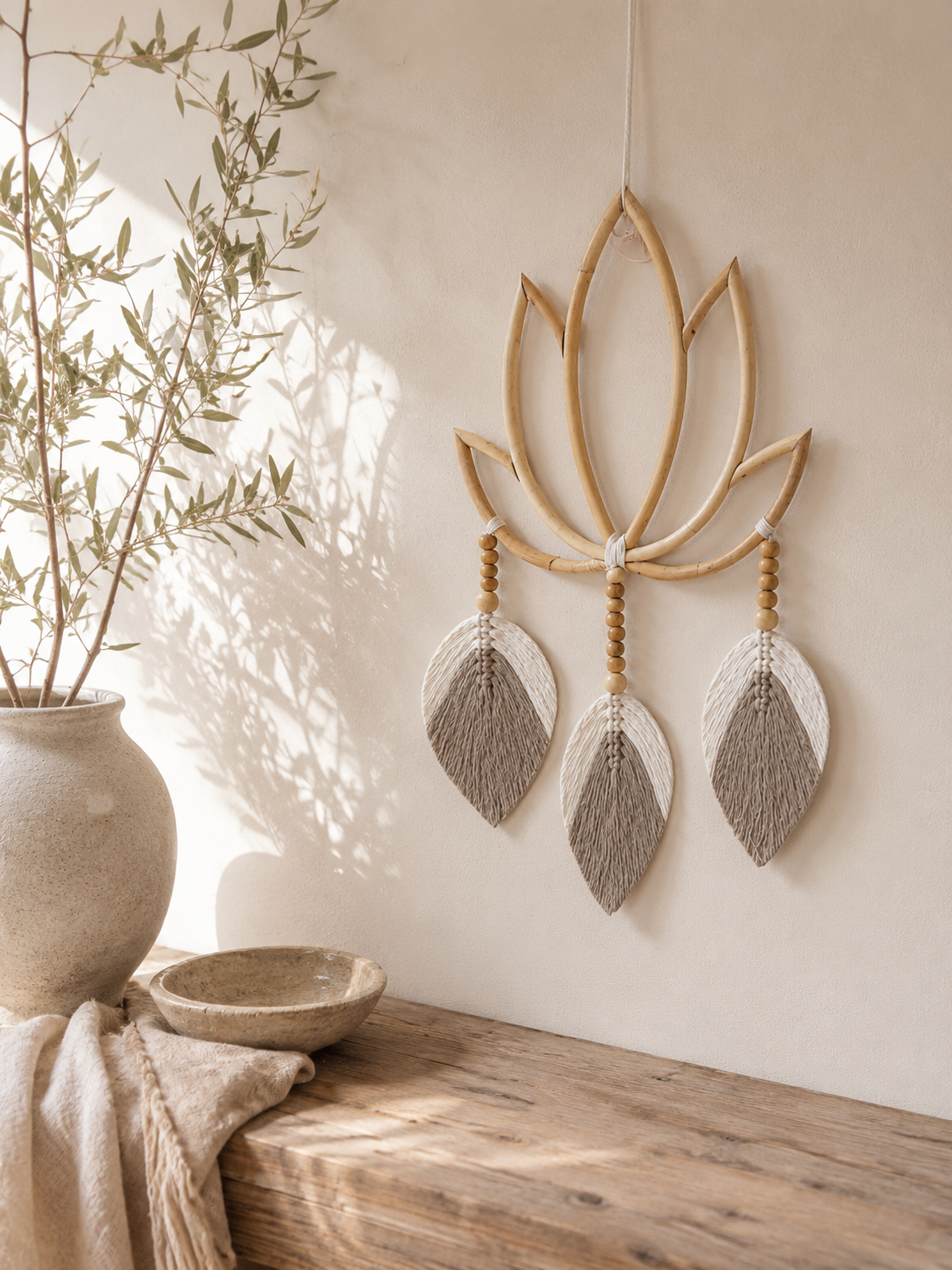 Décoration murale Lotus en rotin