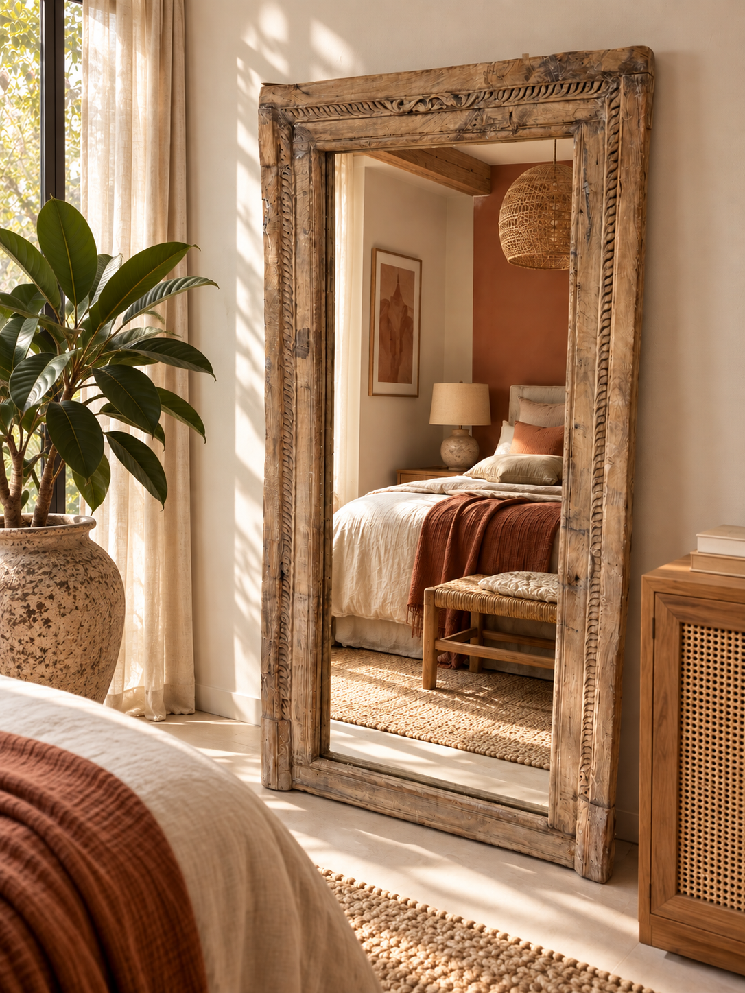 Grand miroir en bois sculpté