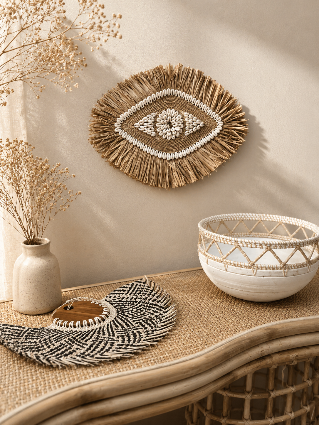 Décoration murale œil en coquillages