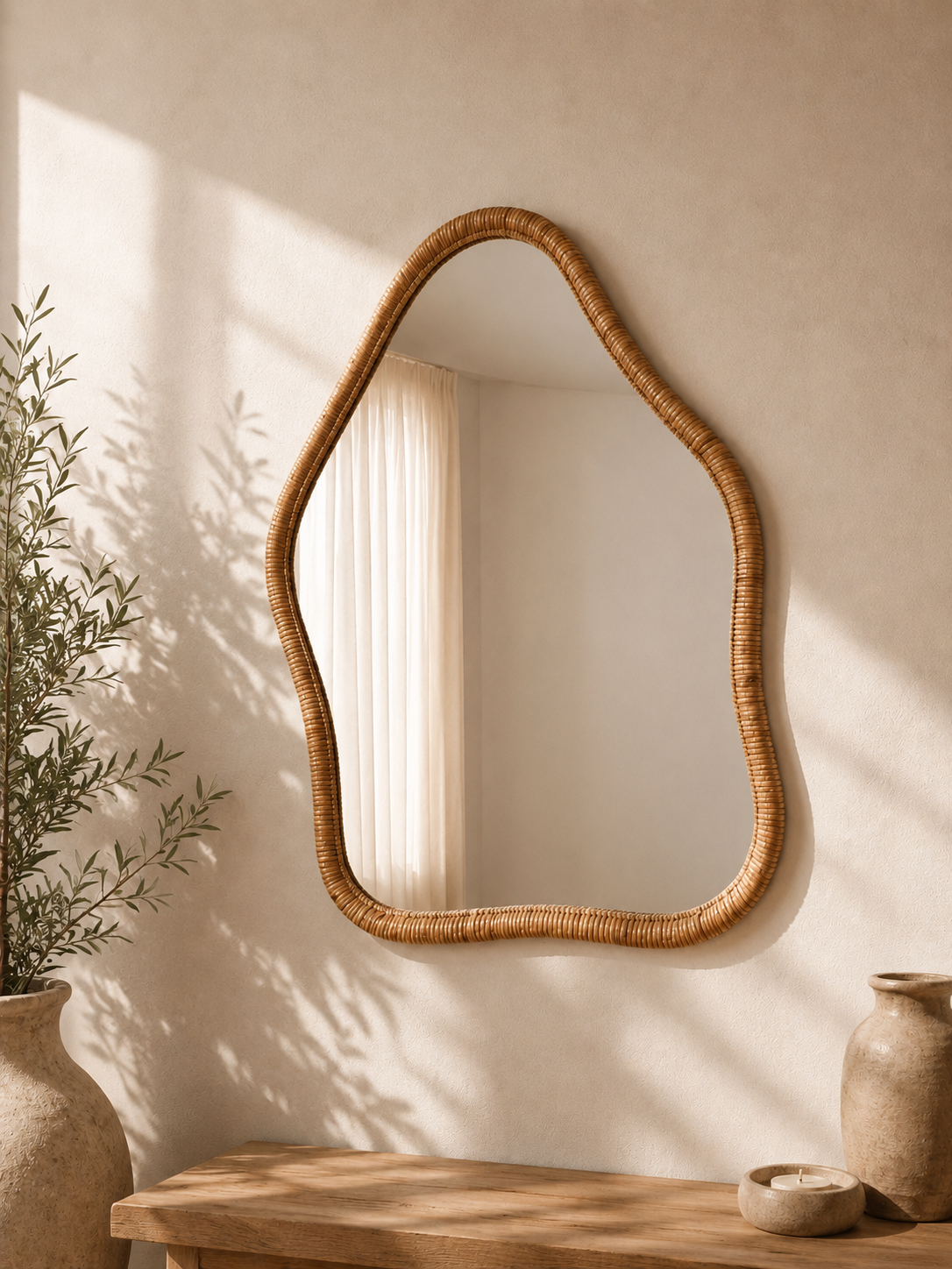 Miroir Organic en rotin