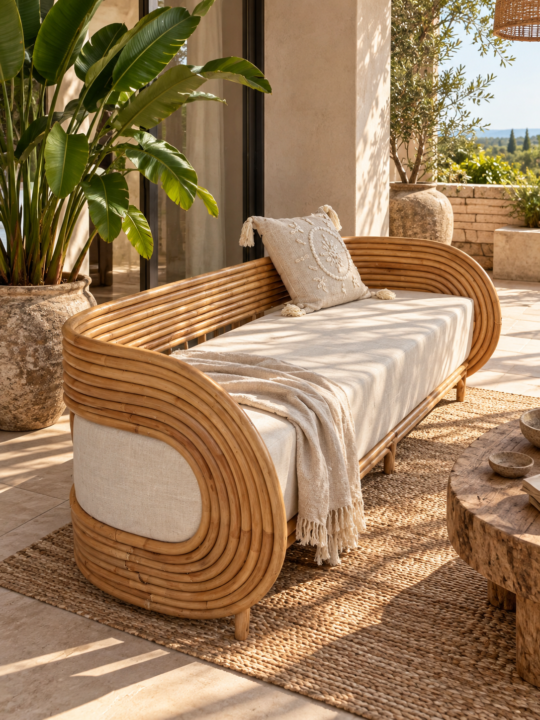 Sofa Palma en rotin naturel