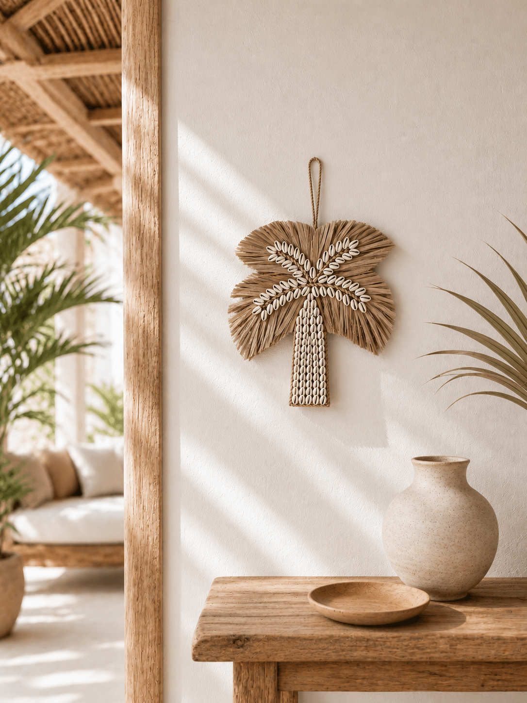 Décoration murale palmier en coquillages