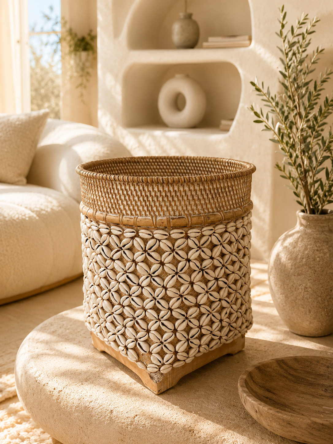 Panier à poser en coquillages