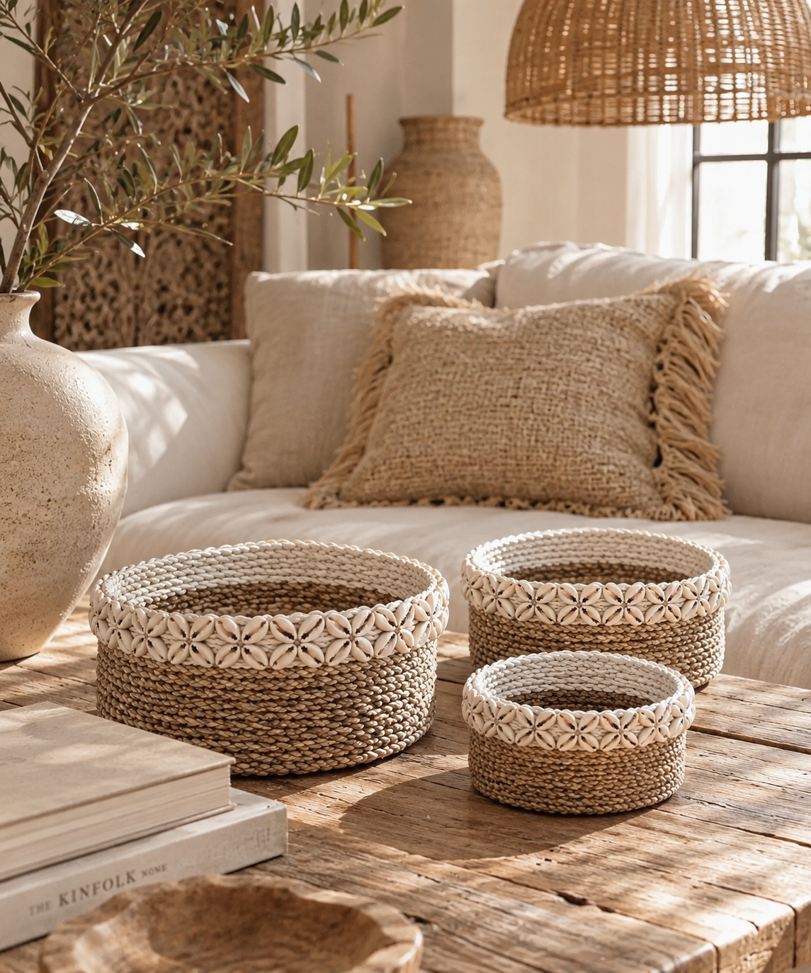 Paniers ronds et coquillages