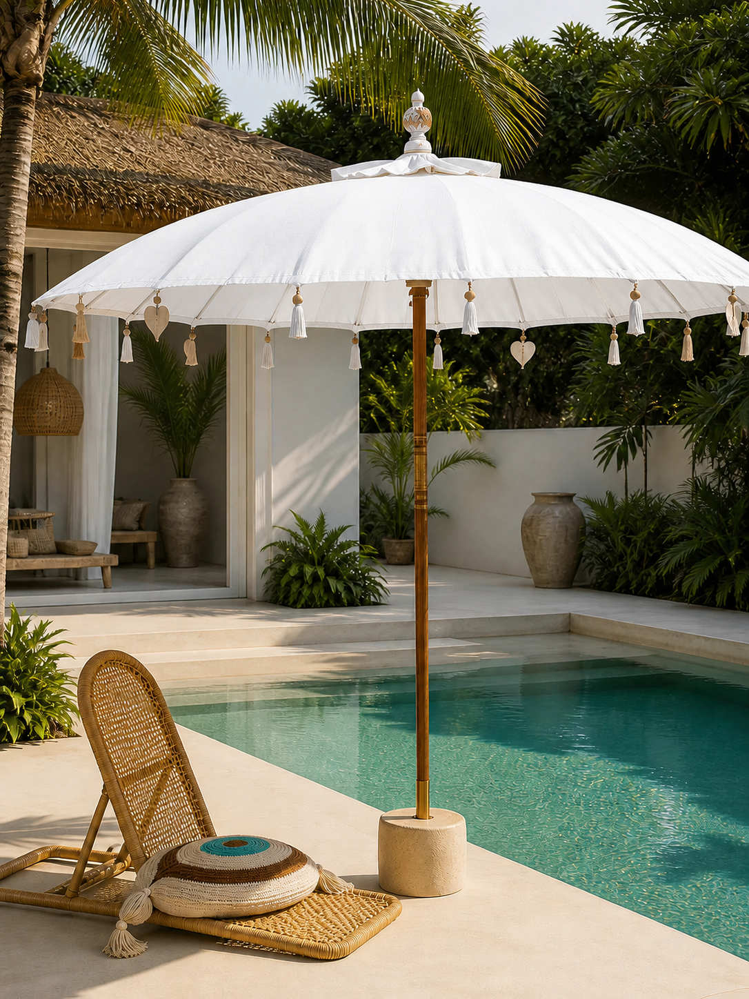 Parasol en toile crème