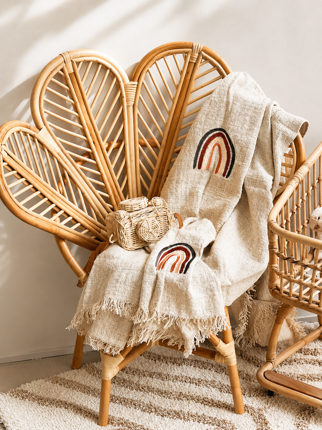 Rainbow linen throw