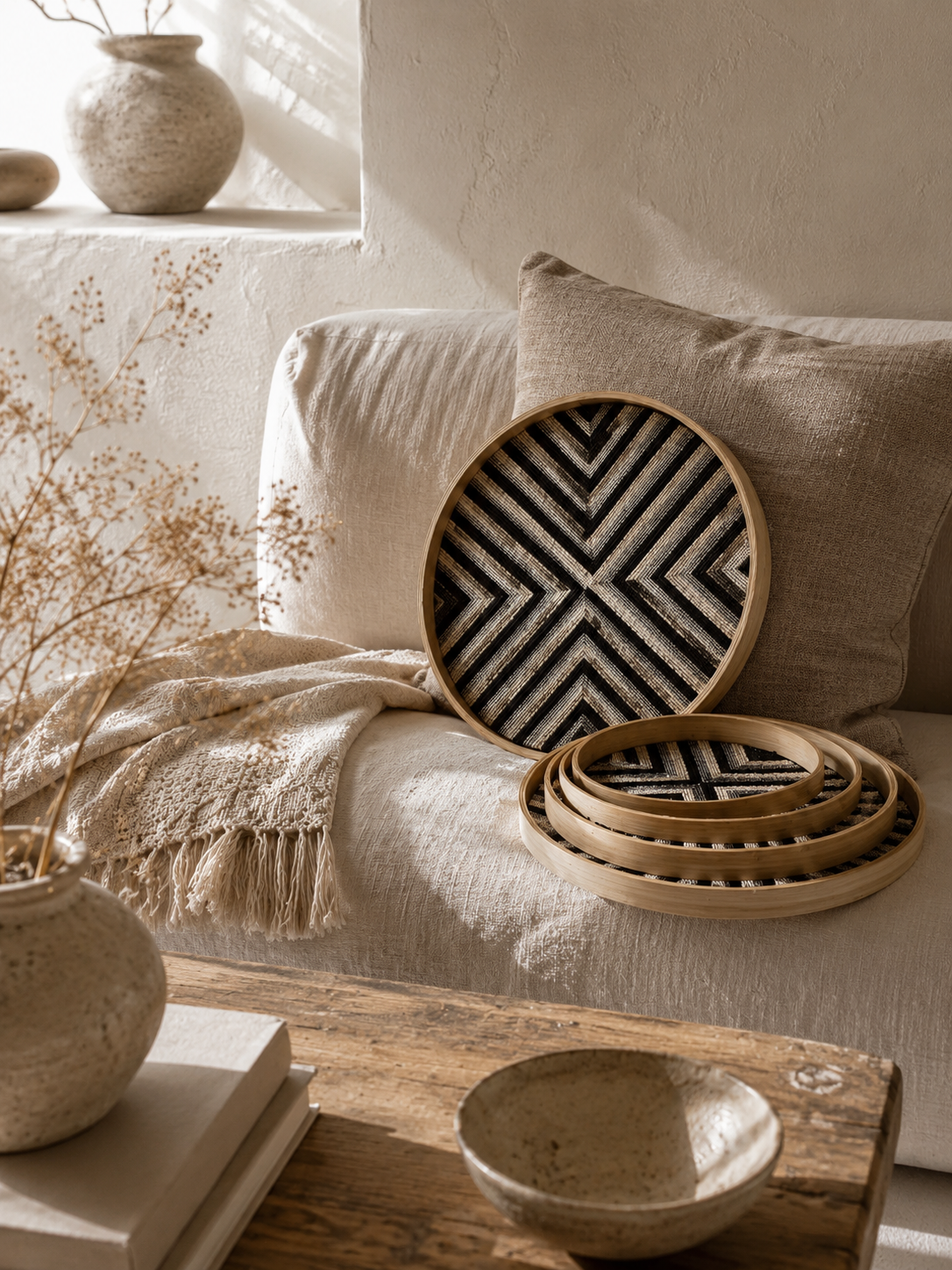 Plateau rond en perles