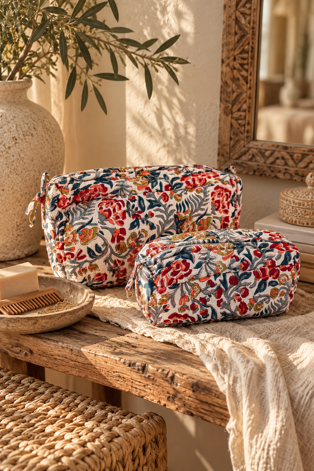 Trousse en coton Block Print Jaipur