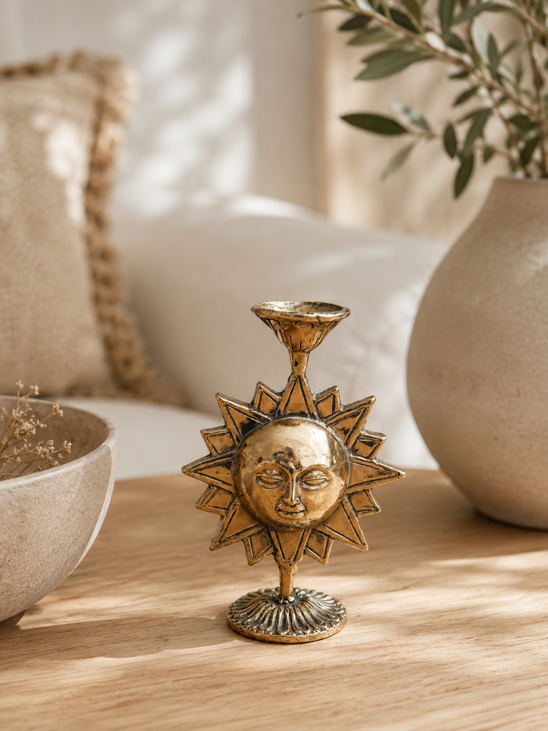 Bougeoir en laiton soleil