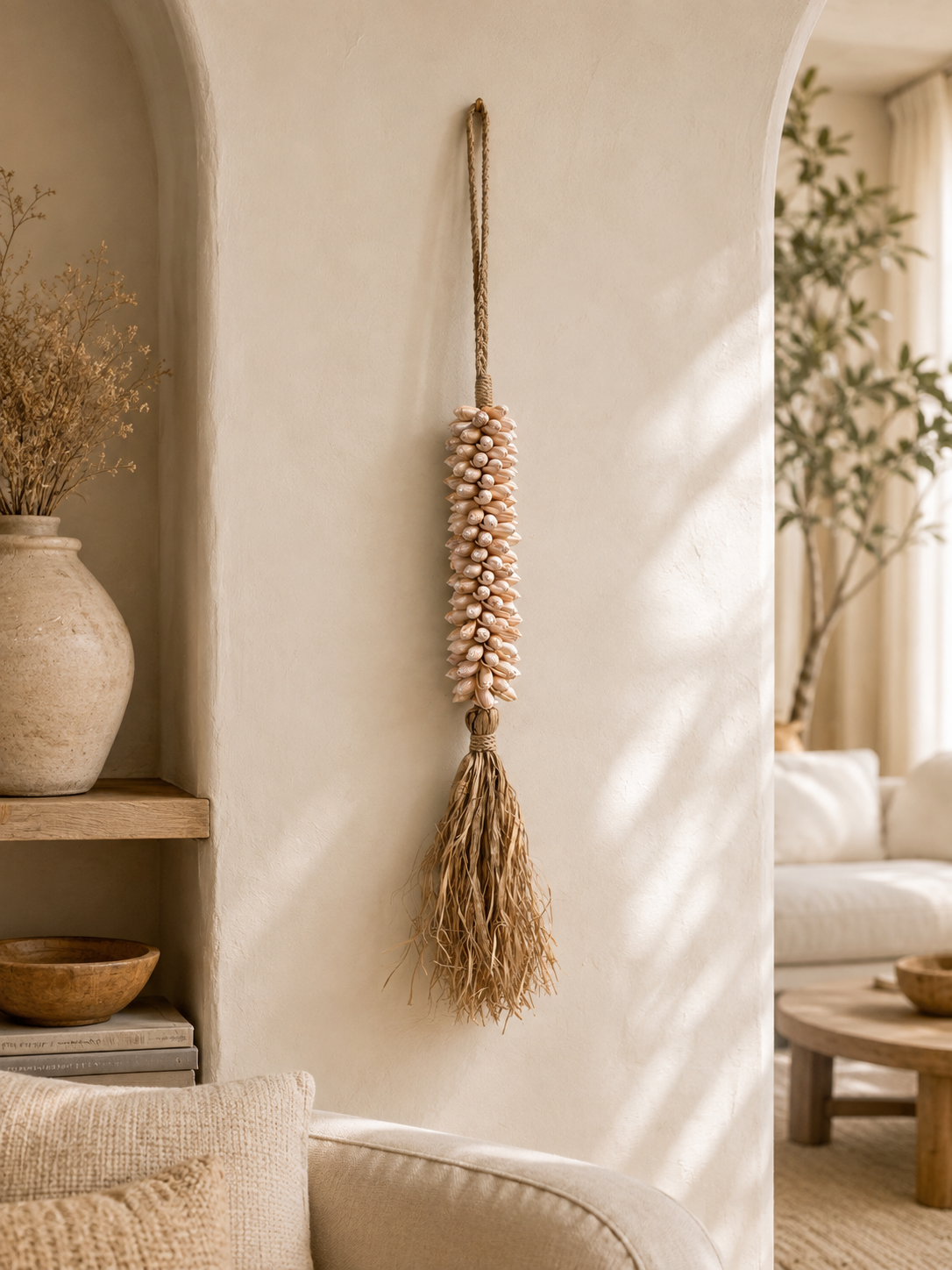 Suspensions murales en coquillages rose