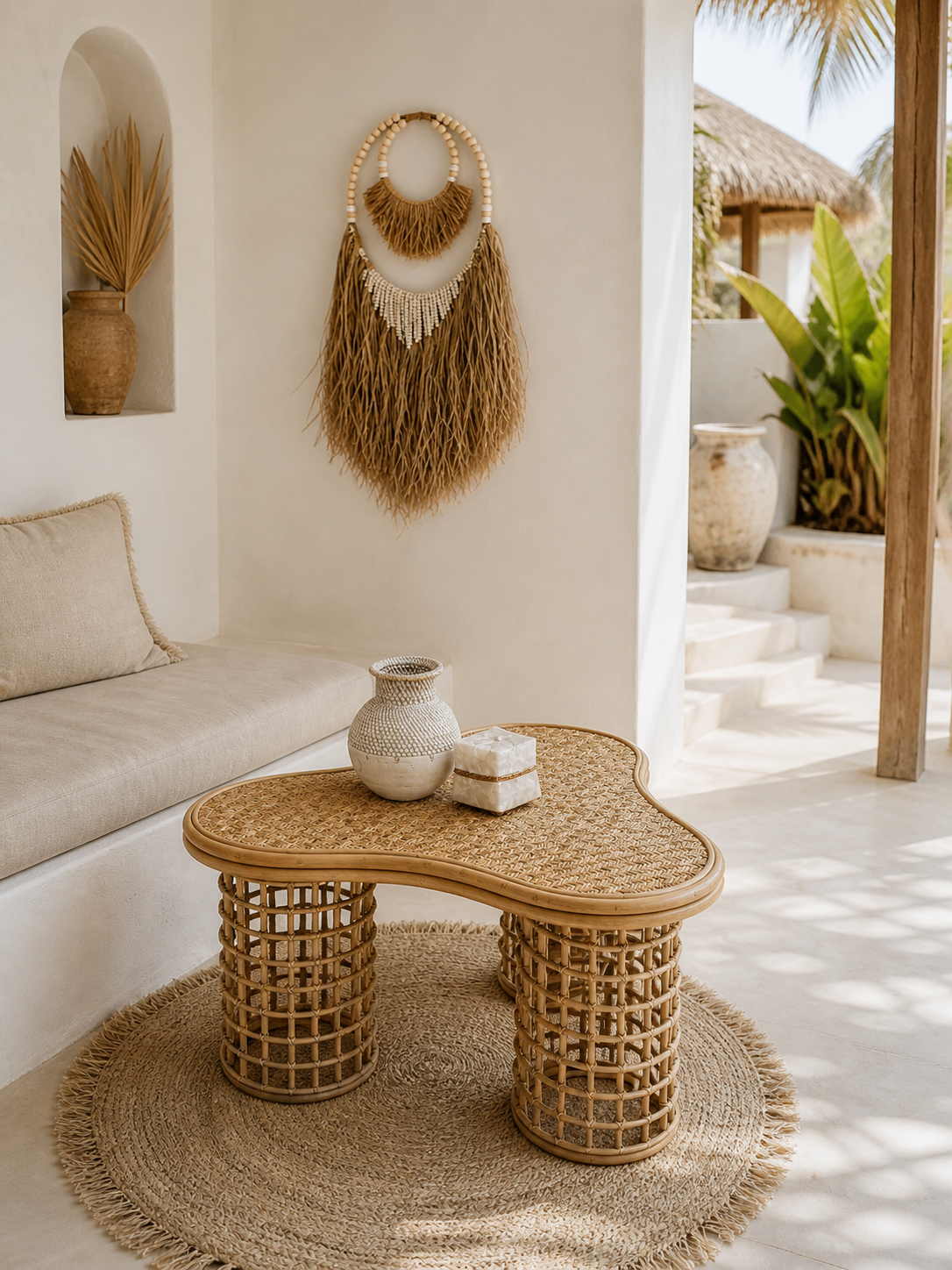 Table basse en rotin Moa