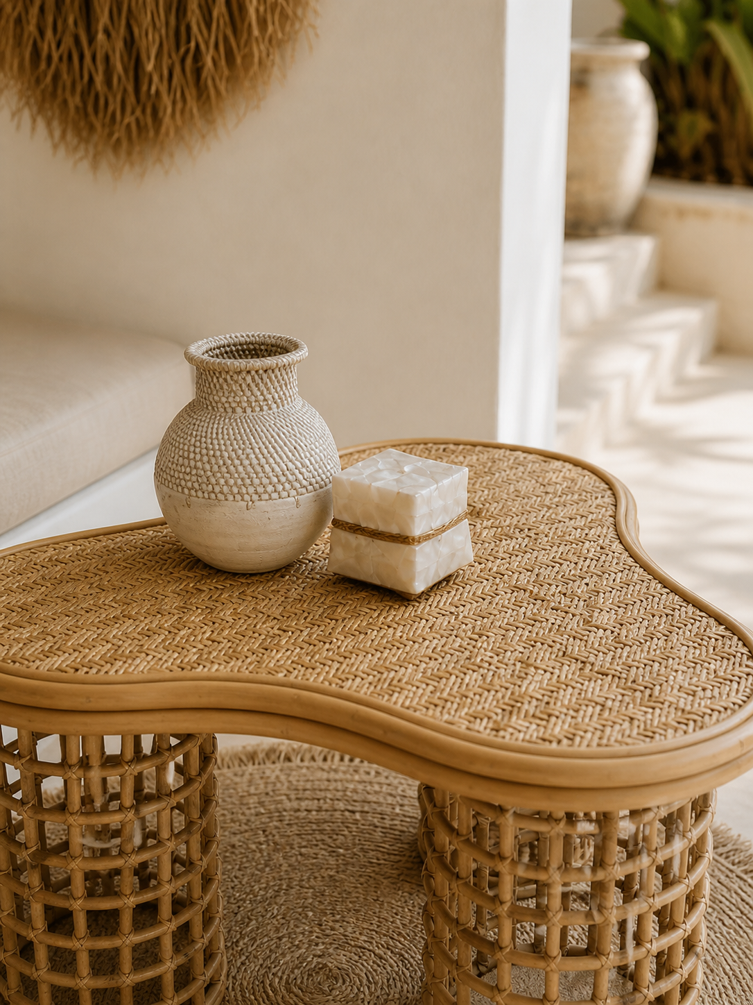 Table basse en rotin Moa