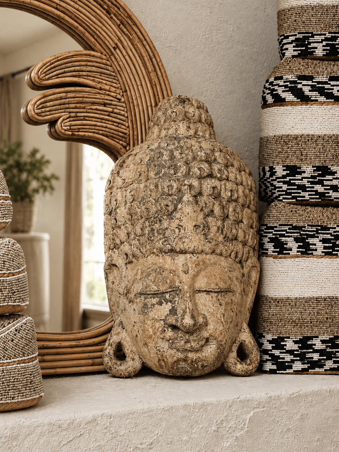 Tête Bouddha « Ubud » en bois ancien