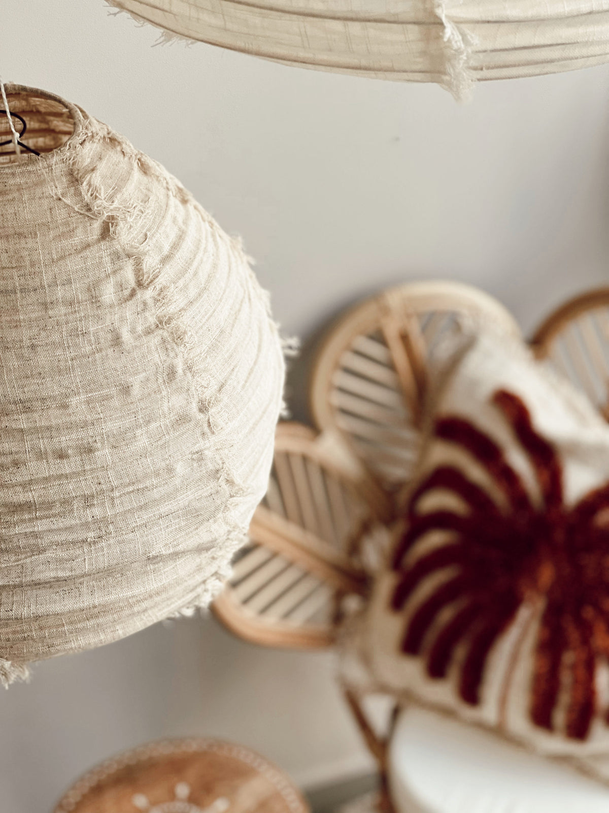 Linen hanging lamp Wabi Sabi Beige