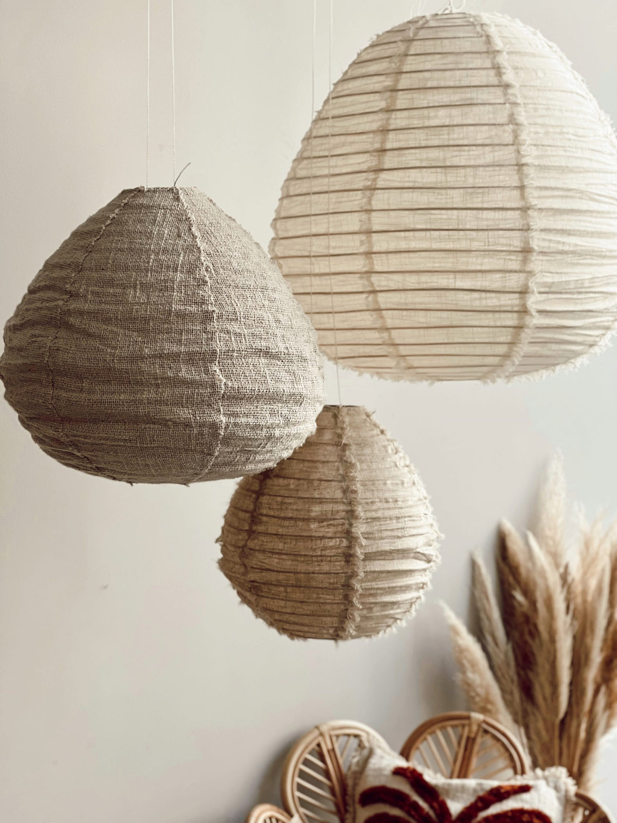 Linen hanging lamp Wabi Sabi Beige
