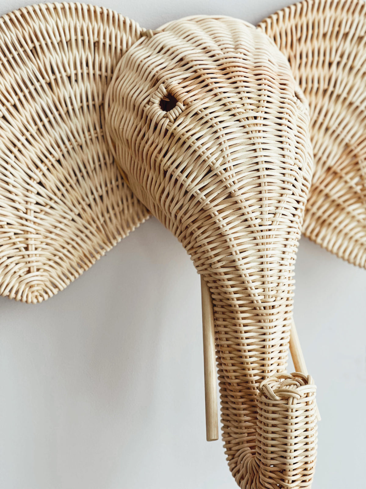 Rattan Elephant Head Wall Decor