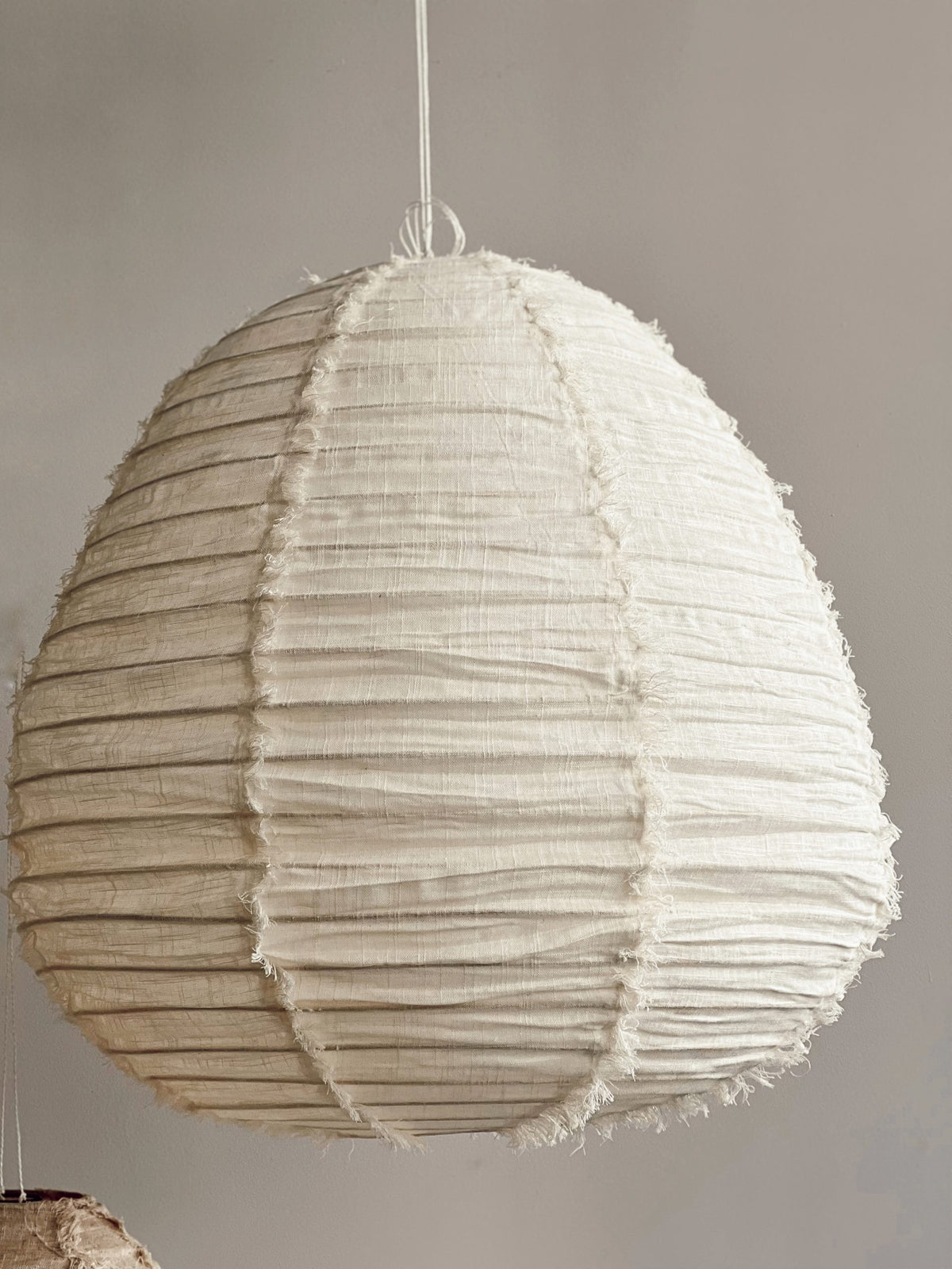 White Wabi Sabi linen hanging lamp
