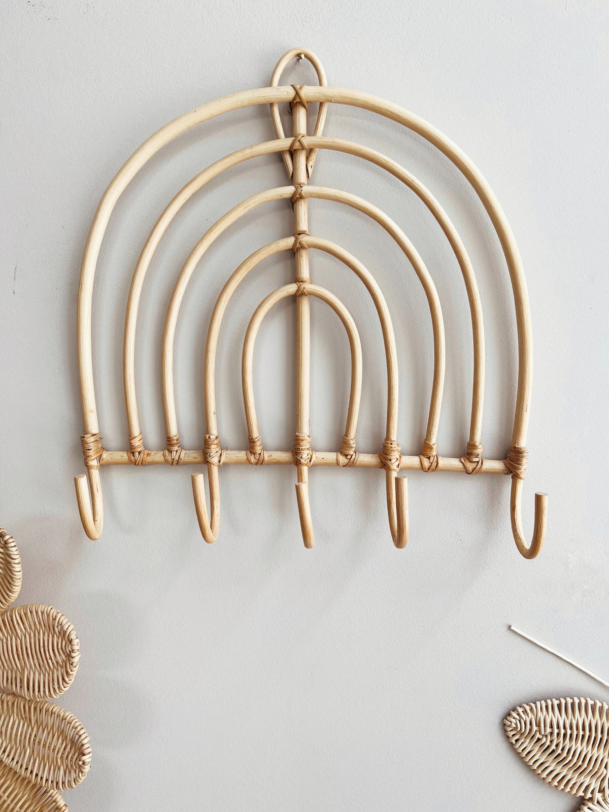 Rainbow rattan coat hook