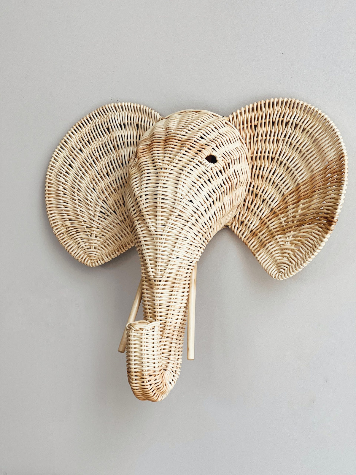 Rattan Elephant Head Wall Decor