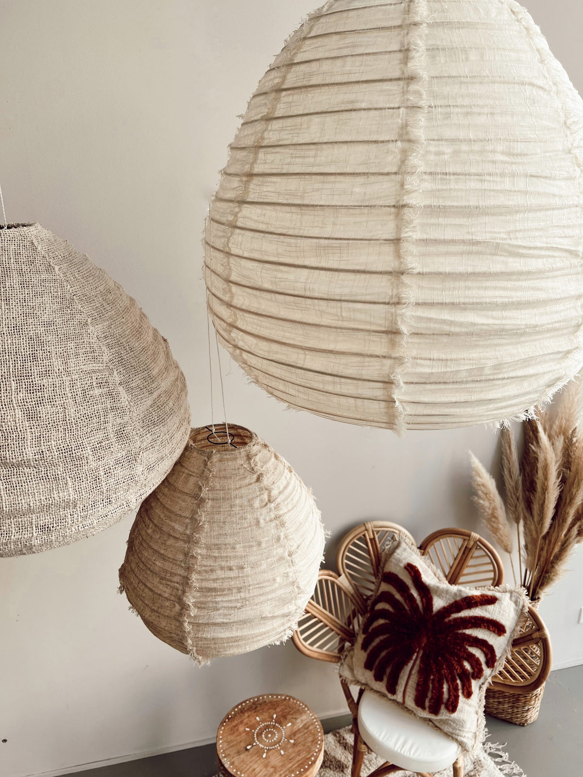Linen hanging lamp Wabi Sabi Beige
